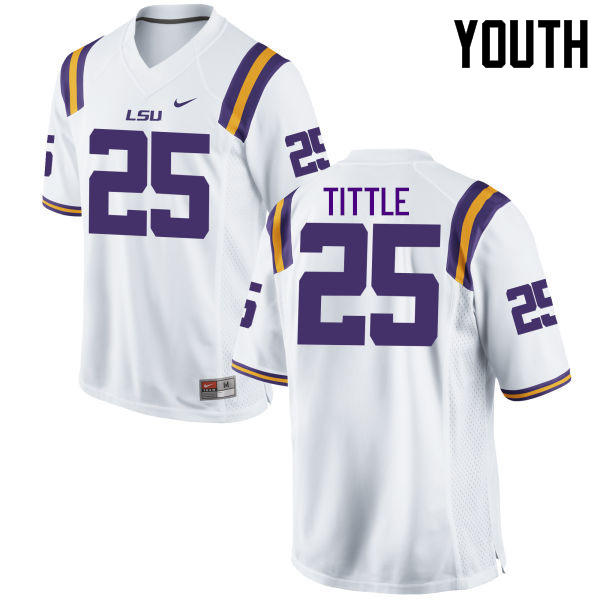 Youth LSU Tigers #25 Y. A. Tittle College Football Jerseys Game-White